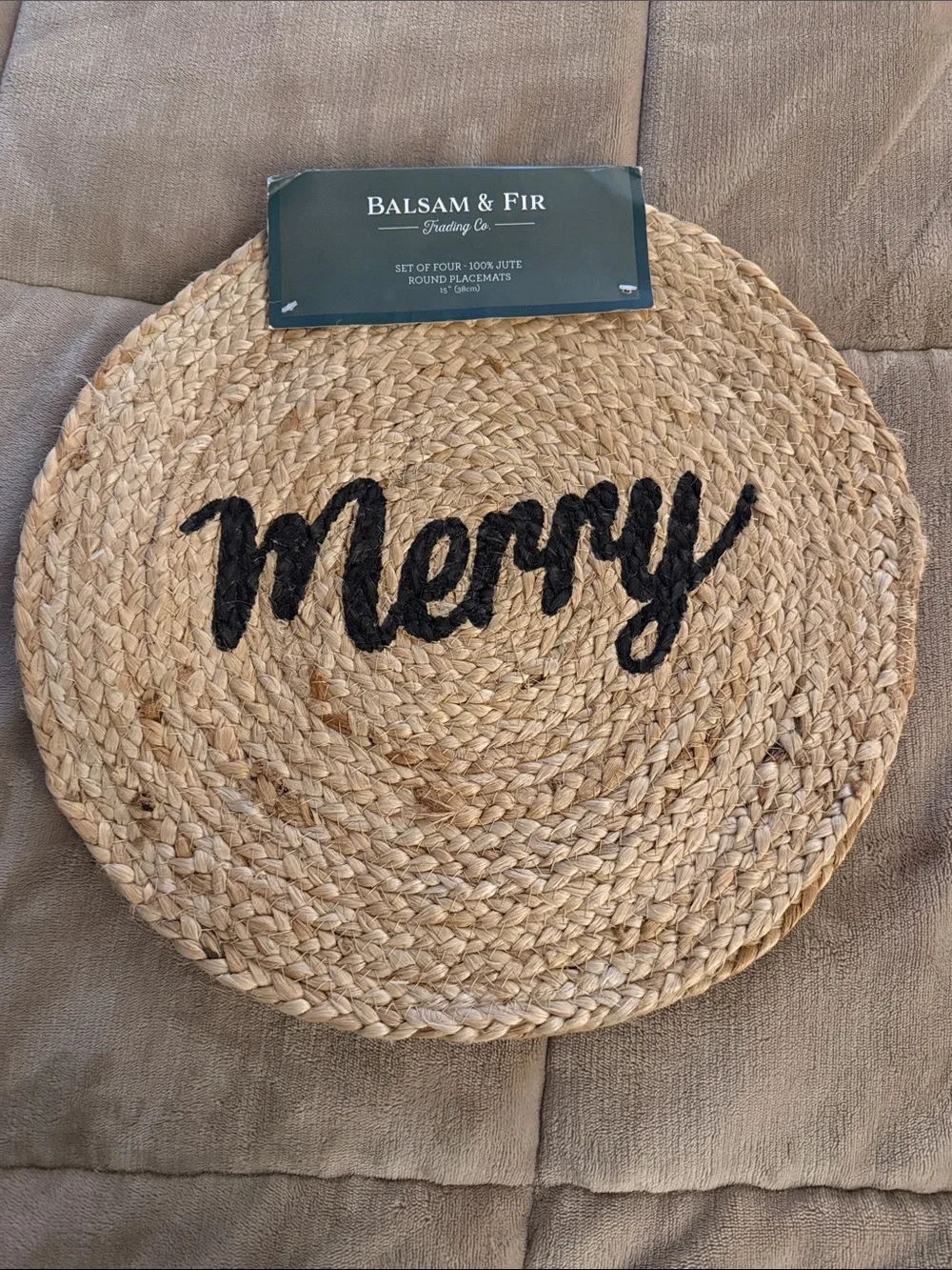 Balsam & Fir Natural Jute 'Merry' Holiday Placemat